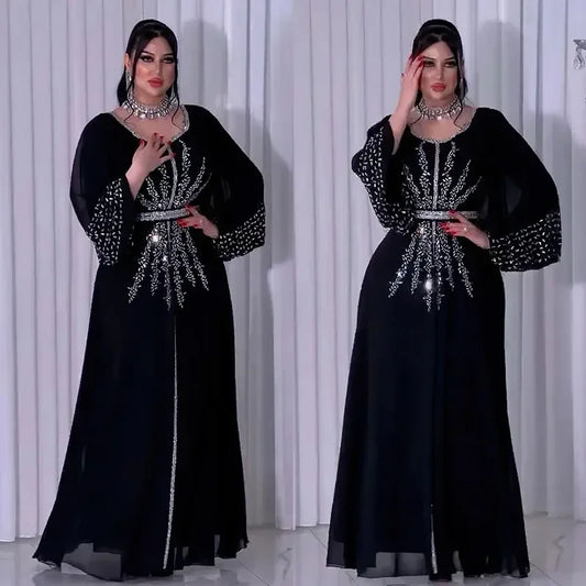 Maxy Summer African Dresses for Women Elegant African Half Sleeve O-neck Polyester Dress Gowns Kaftan Muslim Abaya Outfits
