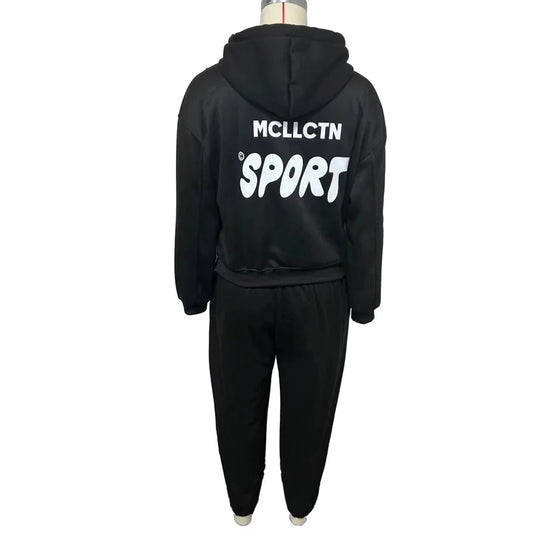 Maxy Winter New Two Piece set Fleece Hoodie Pant Set y2k Sweatshirt Trouser Sportswear Set Workout Suits For Women Casual Hoodie Sets