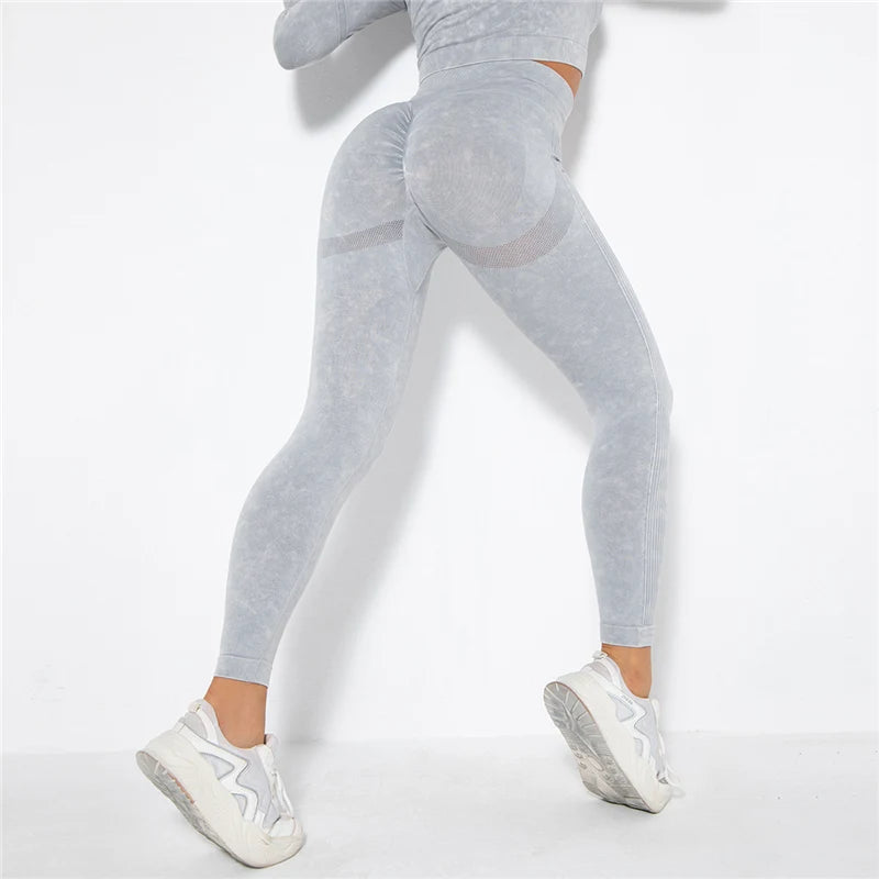 Seamless Sports Suits Women O-neck Crop Tops Long Sleeve Push Up Leggings Sets Gym Wear Summer Two Pieces Sets Tracksuit Feamle