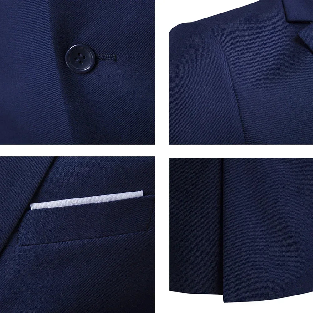Visco Men Suits For Business Wedding Blazers 2 Pieces 3 Sets Elegant Full Vest Pants Coats Formal Jackets Luxury