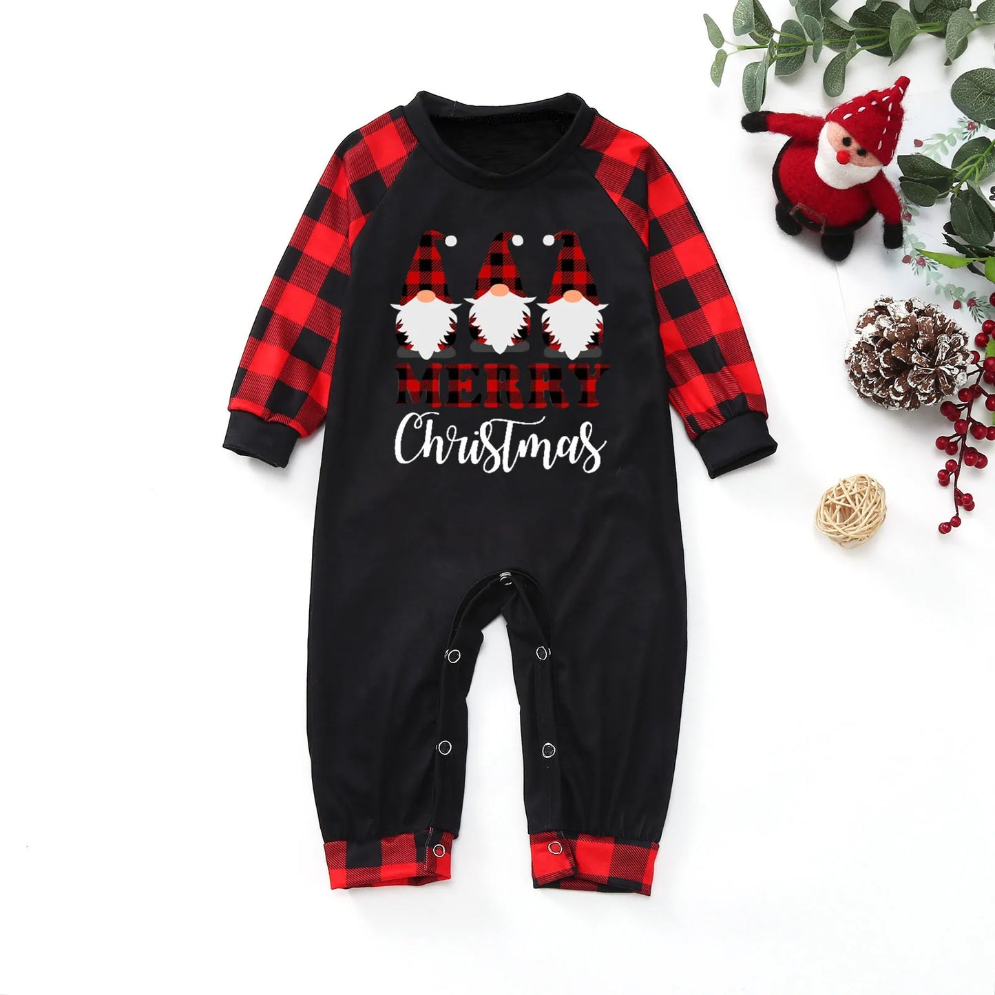 Merry Christmas Pajamas Family Matching 2 Piece Sets Sleepwear Santa Claus Printed New Tops+Pants Set Parent-Child Outfit