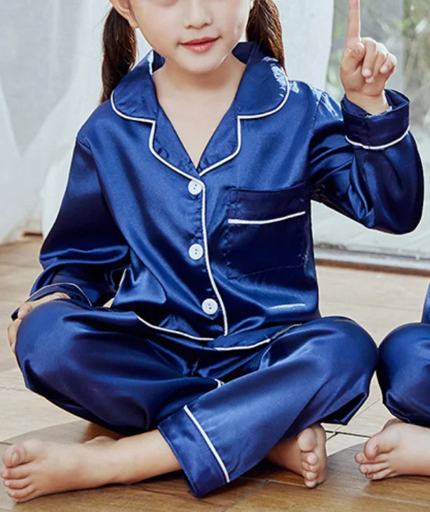 Personalized Satin Kids Pajamas Customized Pajamas for Kids Party Christmas Matching Family Pajamas Flower Girl Pajamas Kids Pjs