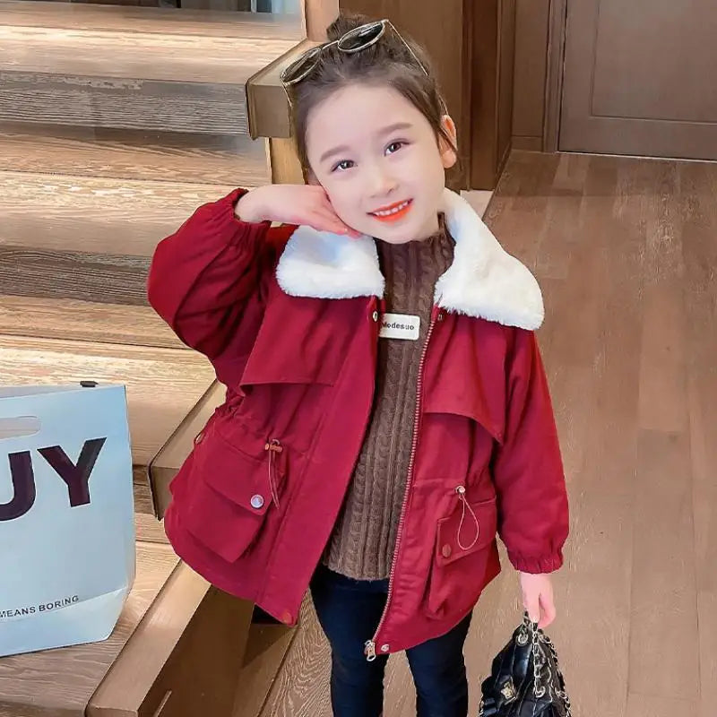 Sanrios Kuromi Anime Autumn Winter Coats Kid Velvet Thickened Pie Overcoming Cartoon Parka Jackets Girl Clothes Toddler Snowsuit