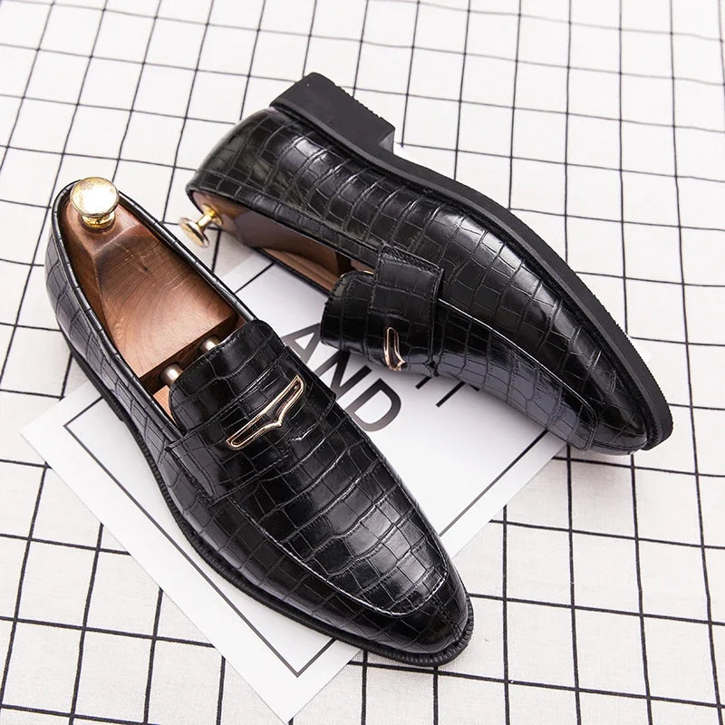 Amay Shoes men leather original Italian classic blue penny loafer shoes red dress shoes wedding shoes men formal flats big size 38-48