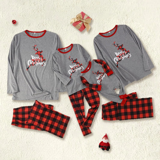 Reindeer Print Christmas Pajamas Family Elk Top Pants Family Matching Outfits New Years Pajama Sets Xmas Mom Dad Kids Sleepwear