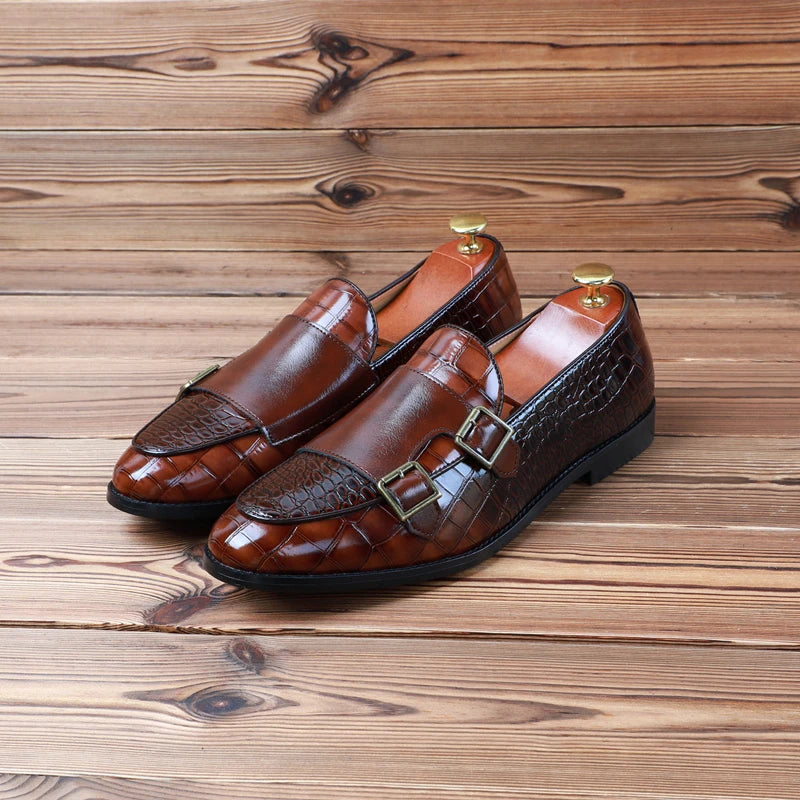 Amay New Spring Fashion British Men Casual Shoes Crocodile Designer Formal Dress Leather Shoes Business Work Loafers Italian Wedding