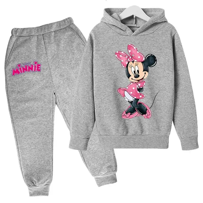 Minnie Mouse Clothes Set For Baby Girls With Autumn Winter Suit Mickey Mouse Toddler Kid Hoodies Set Infant Boy Clothing