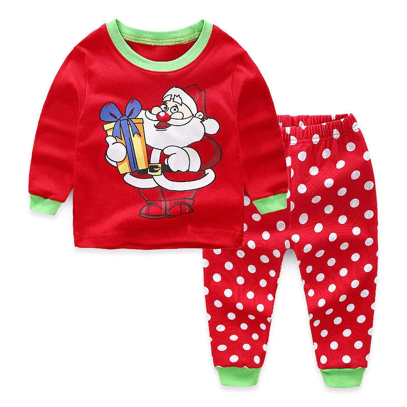 Kids Halloween Christmas Tops + Pant Cosplay Costume Boys Girls Santa Claus Print Pajamas Nightwear Home Clothing 2-7 Years