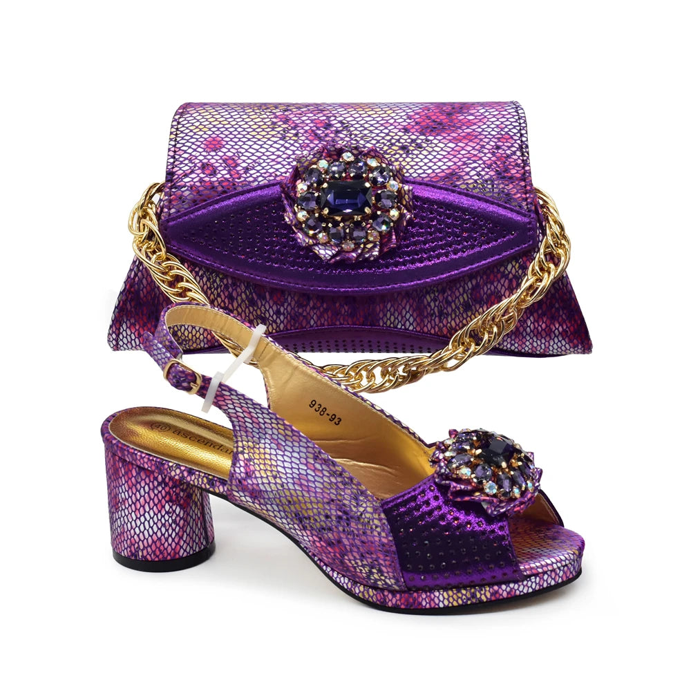 Momsey Shoe and Bag Set New 2024 Women Shoes and Bag Set gold Shoes with Matching Bag