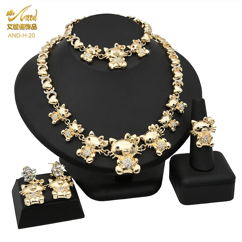 Maxy Jewelry Set Wedding Dubai Gold Color Bridal Necklace Bracelets Earrings Moroccan Nigerian Jewellery Sets