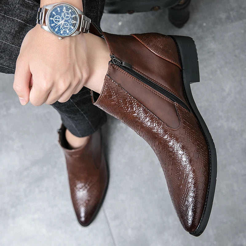 Amay Chelsea Boots Work shoes Italian Handmade Boot Shoes For Formal Dress Wedding Business MAN ANKL BOOT New cowboy boots brown