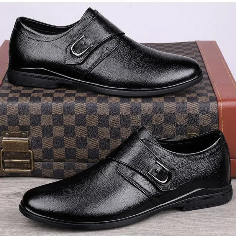 Visco Social Shoe for Men Black Breathable In Summer Brown Dress Shoes Man Clothing High Quality Fashion Style Leather Casual 39