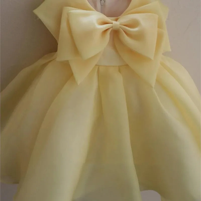 Maxy Baby Girl Princess Big Bow Dress Sleeveless Infant Toddler Teens Child Tulle Vestido Birthday Party Wedding Baby Clothes 1-14Y