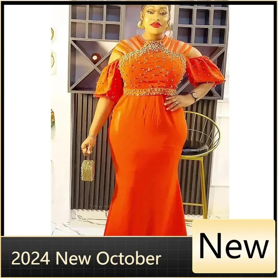 Maxy Plus Size Party Dresses for Women New Fashion Dashiki Ankara Wedding Evening Gown Elegant Turkey Muslim Maxy Dress
