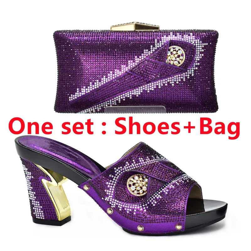 Max New African Shoes and Bag Set for Party M Shoe Maxy and Bag Set for Party In Women Summer High Heeled Shoes for Women