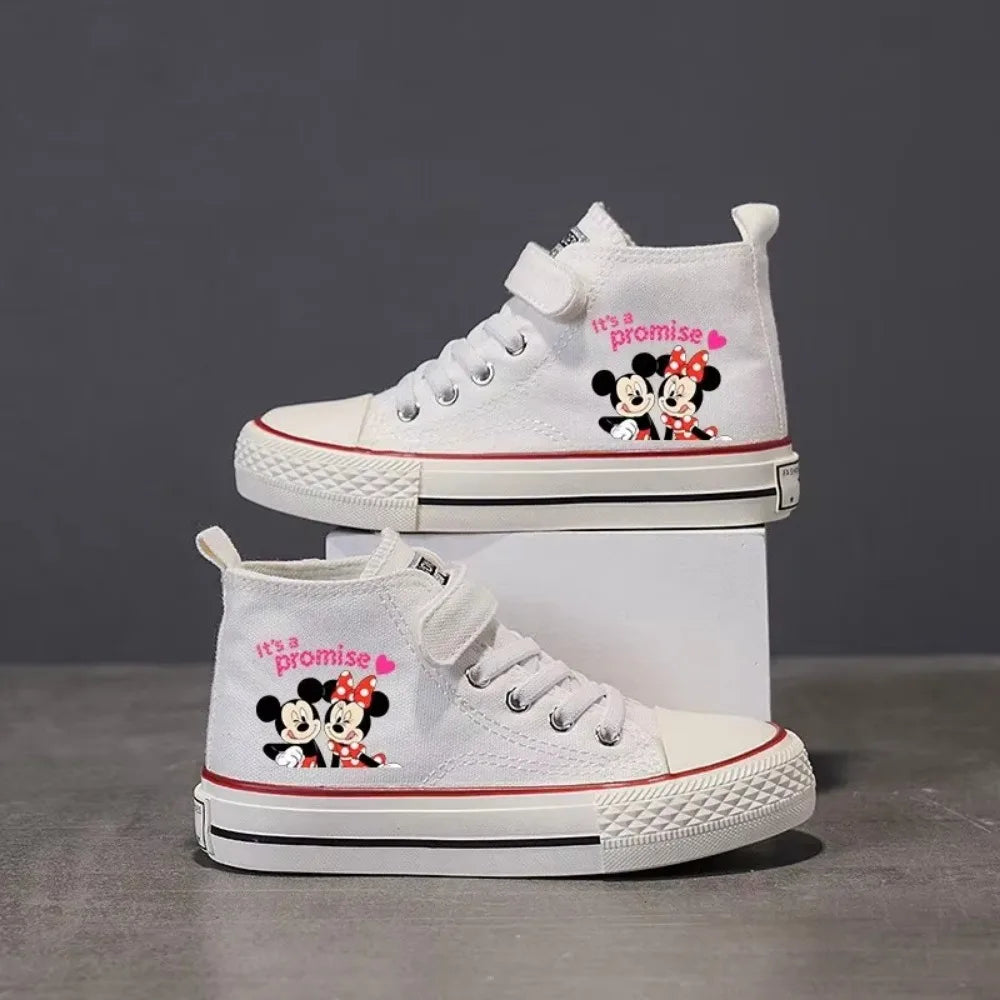 Maxy Girl Boys Kids Shoes Love Mickey Mouse Clubhouse Disney High-top Low Canvas shoes Casual Cartoon comfort Children Print Shoes 22