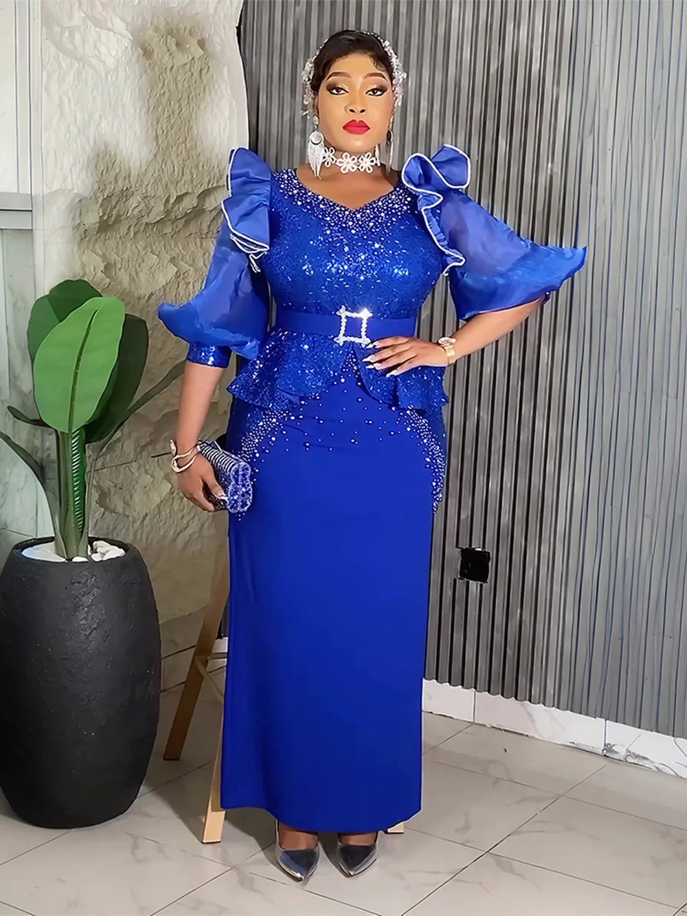 Amay Plus Size Evening Dresses for Women Luxury Gown Elegant Wedding Party Long Dress Ankara Ladies Clothing Outfits