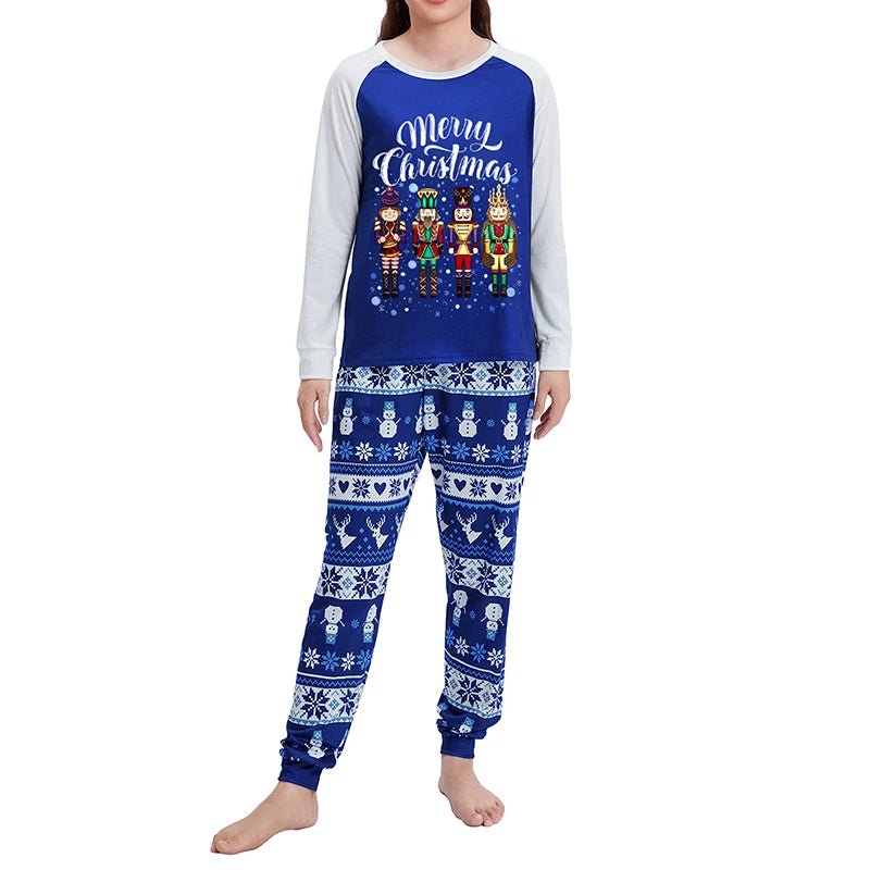 Christmas Family Matching Pajama Set Reindeer Print Long Sleeve Tops with Cozy Elastic Waist Pants for Winter Holiday Season