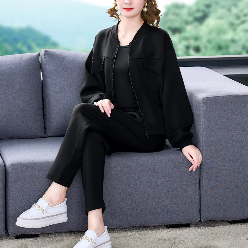 Maxy Spring Autumn Thin Women's Blazers Long Pants 2 Piece Set Korean Office Lady Casual Loose Suit Jacket Trousers Outfits Pantsuits