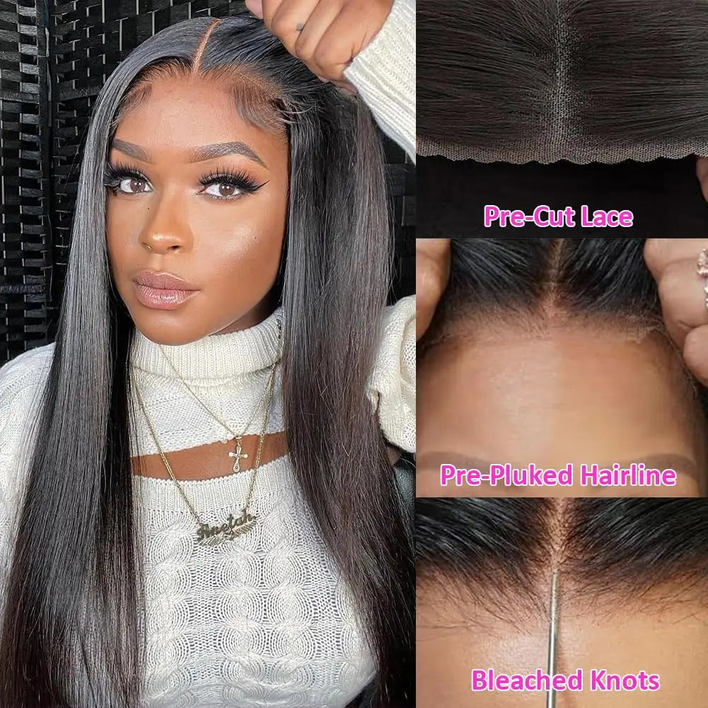 Maxy Glueless Wig Human Hair Bone Straight 6x4 5x5 9x6 7x5 Lace Closure Glueless Wig Wear And Go Ready To Wear Pre Cut Lace Wigs