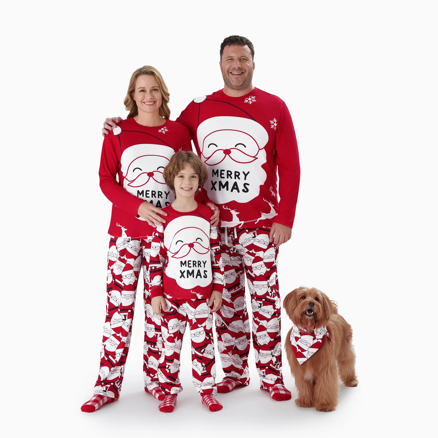 PatPat Christmas Pajamas Sets Family Matching Big Santa Graphic Front Allover Pattern Back