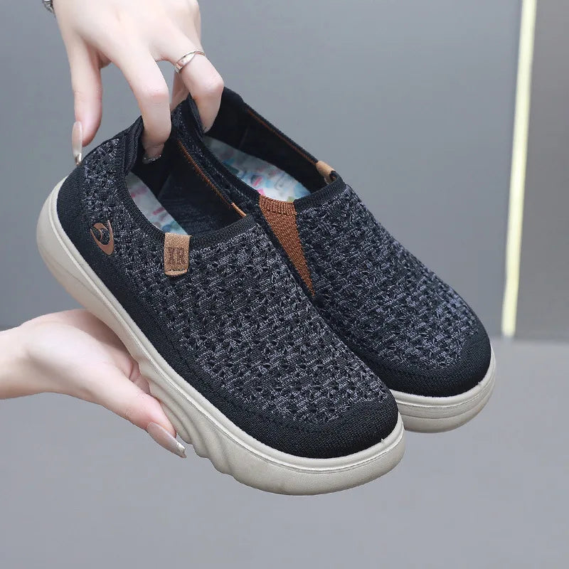 Maxy New Shoes for Woman Vulcanize Shoes Autumn Round Toe Flats Mesh Breathable Ladies Fisherman Shoes Platform Casual Sneakers