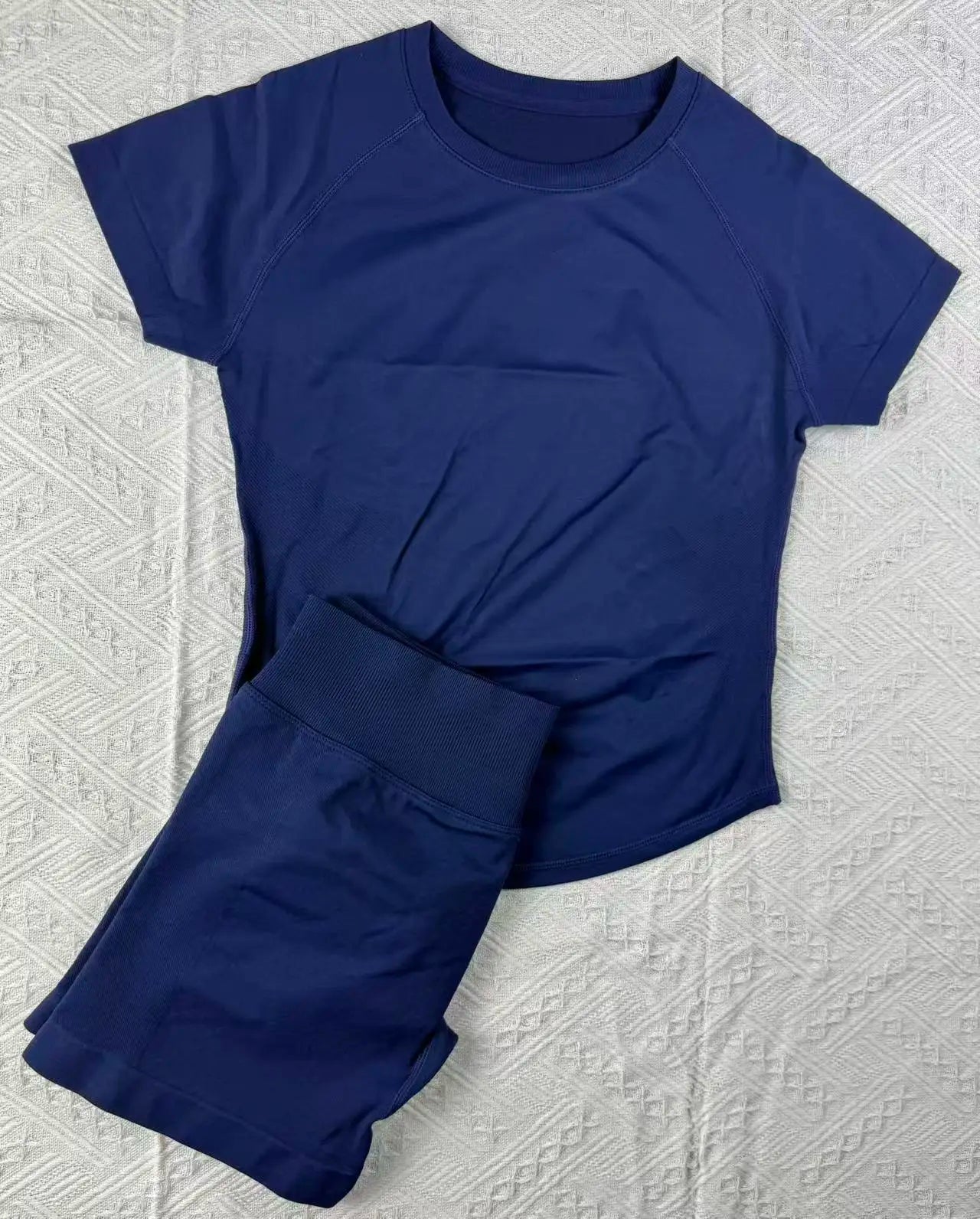 Maxy New Four Seasons 2-piece Sports Set Short Sleeve Round Neck Seamless Indoor Yoga Top Boxing Fitness Running Shorts Sports Set