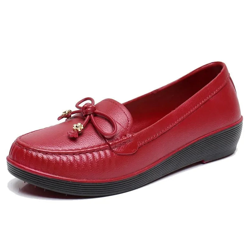 Maxy women casual round toe street anti skid shoes lady leisure black comfort hotel work flats red loafers fa42