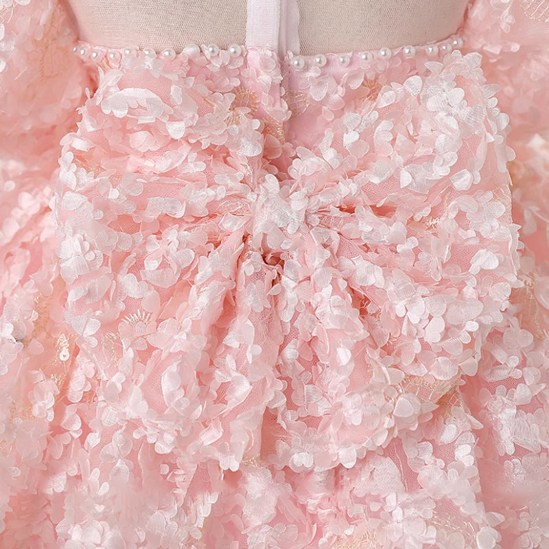 Maxy Child Pageant Luxury Evening Ball Gown Birthday Party Dress for Girls with Pearls and Lace Weddings Parties Kids Formal Dresses