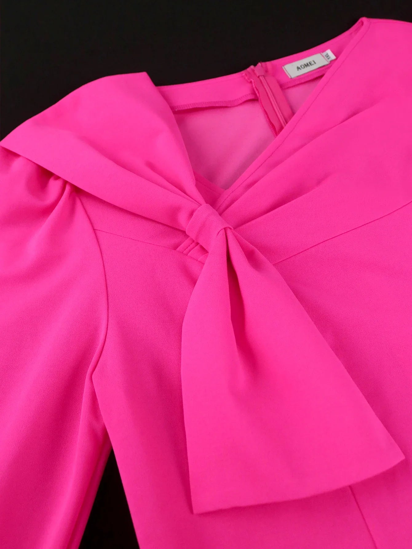 Rose A Line Dresses for Women Asymmetrical Neck Bowtie Long Sleeves High Waist Party Club Causal Elegant Simple Daily Ball Gowns