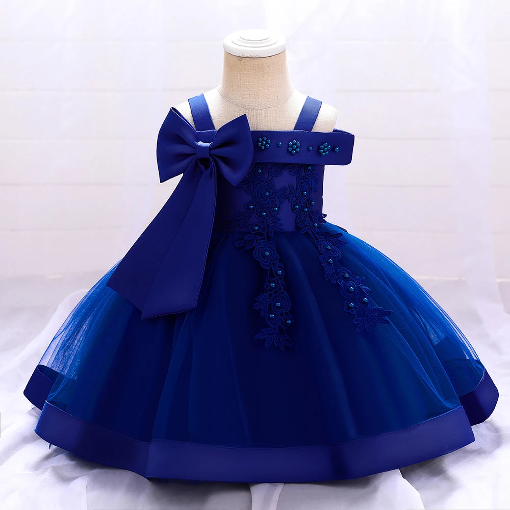 Maxy Baby Girl Baptism Newborn Photography Clothing Toddler Birthday Bow Summer Dress Kids Christening Children Princess Ball Gown