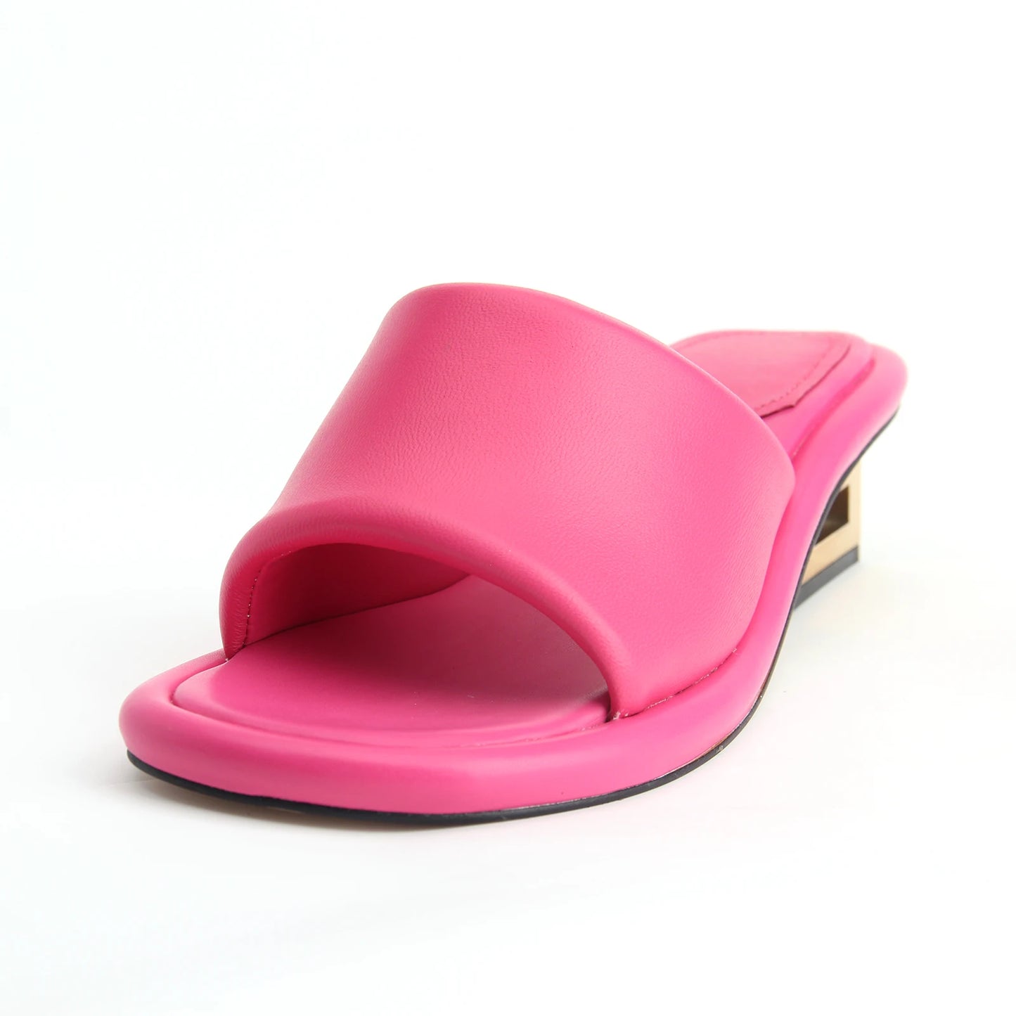 Visco Designer Summer Leather Sandals for Women Luxury Brand Shoes Black Chunky Heel ladies Slipper and Mules Sandals big size 44