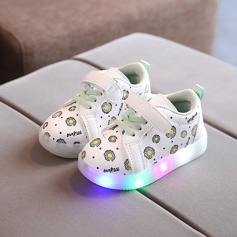 Maxy Spring Autumn New light-up Kids Shoes Boys Girls LED Flashing Korean Style Casual Shoes Baby Toddler Daisy Sneakers DX004