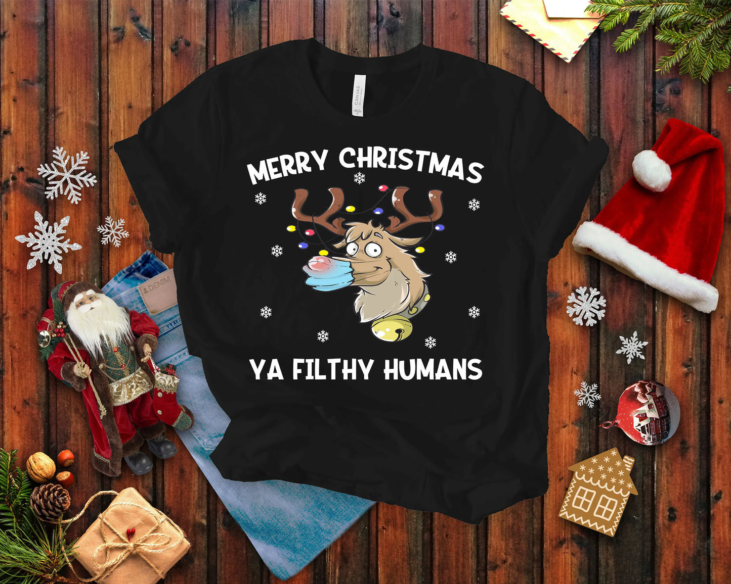 Maxy Face Mask Rudolph T Shirt Xmas 2020 Merry Christmas Ya Filthy Humans Funny Social Distancing Eve Pajama Him Her