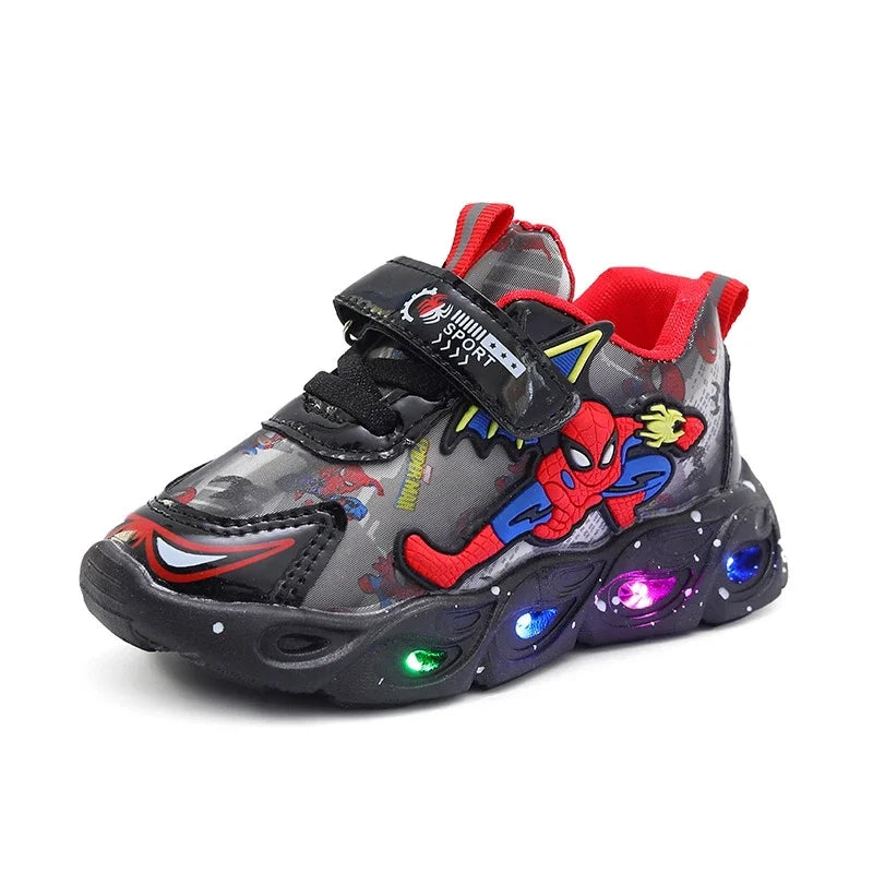 Maxy Spring Autumn Led Light Shoes Casual Sneakers Kids Girls Cartoon Spiderman Boys Children Breathable Toddler Sport Running Shoes