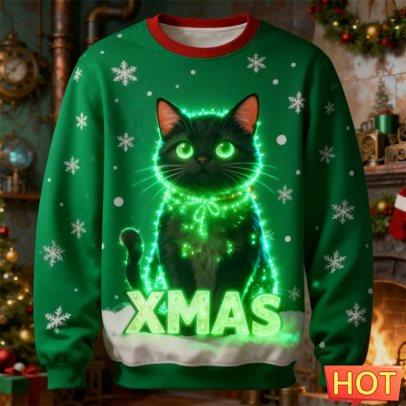 Maxy New Fashion Ugly Christmas Sweater For Men Trendy Santa Claus Animal Alien 3D Printed Sweatshirts Casual Oversized Pullover