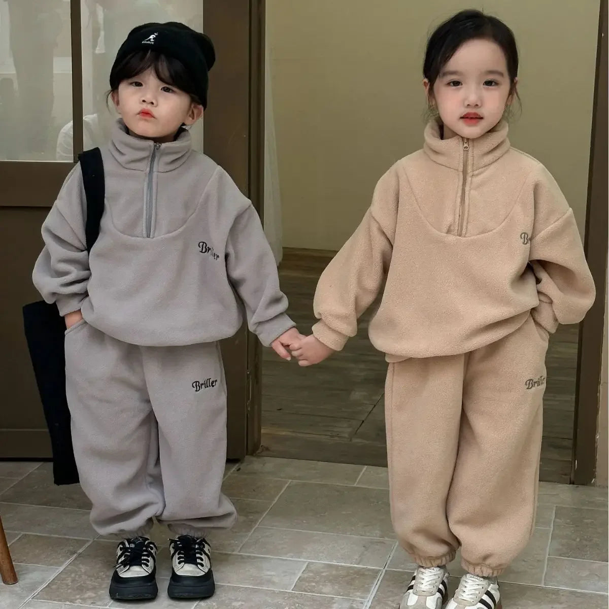 Maxy Autumn Winter Baby Kids Fleece Tracksuit Boys Girls Velvet Sweatshirt and Pants Two Piece Sets Children Sports Set