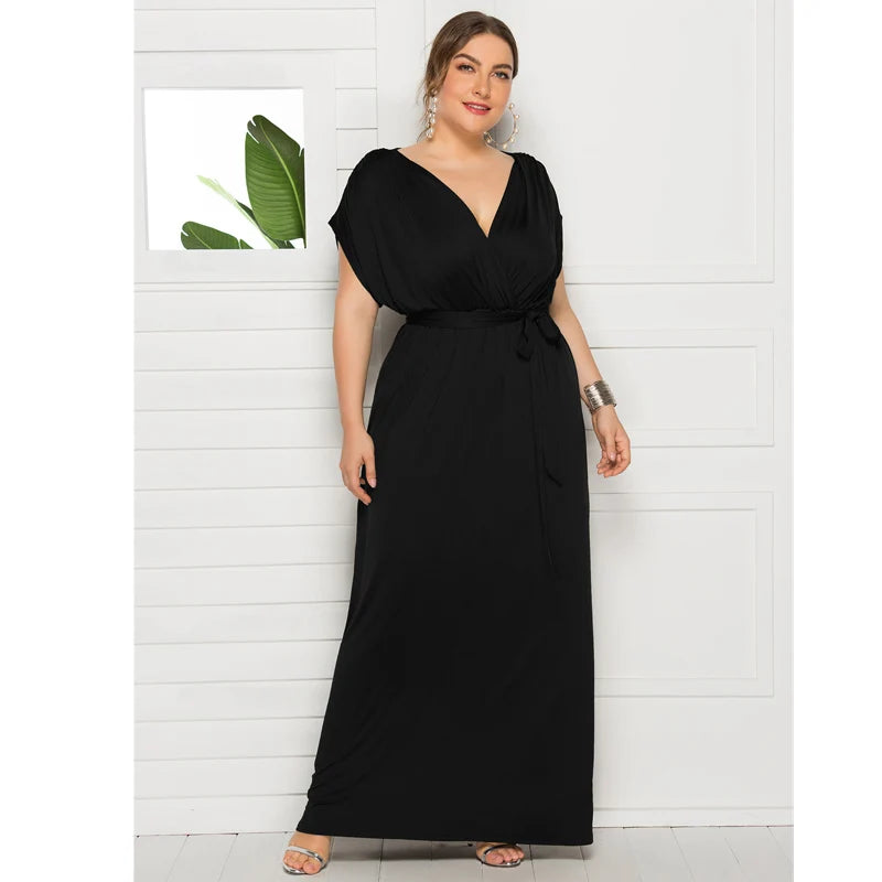 Maxy dress Long Plus Size Evening Party Dress V Neck Stretchy White Vestido Robe de Soiree Wedding Guest Dress LMT-FP3310