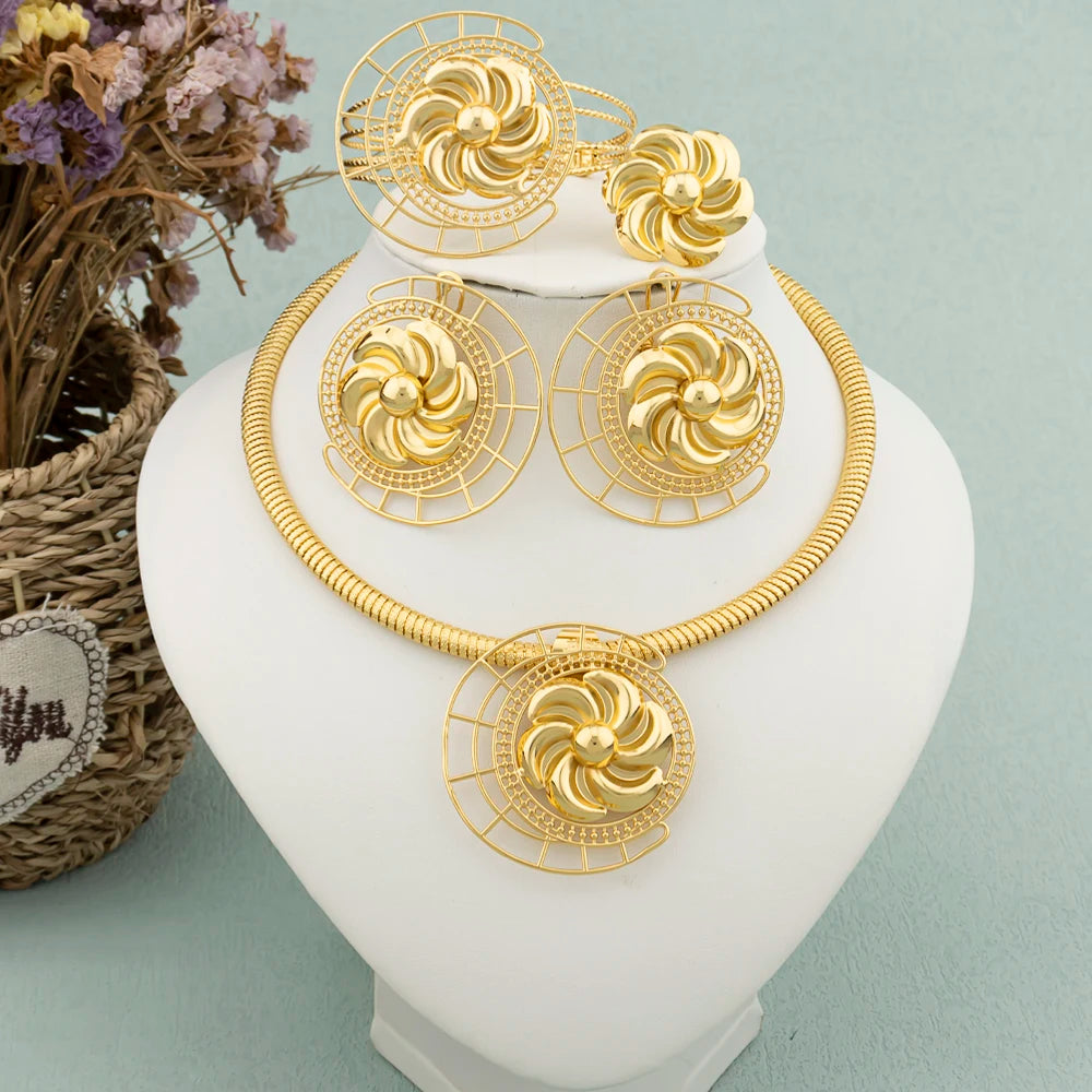 Maxy 18k Gold Plated Jewelry Set for Women Necklace New Design Earrings Set Italian Expensive Wedding Party Jewelry