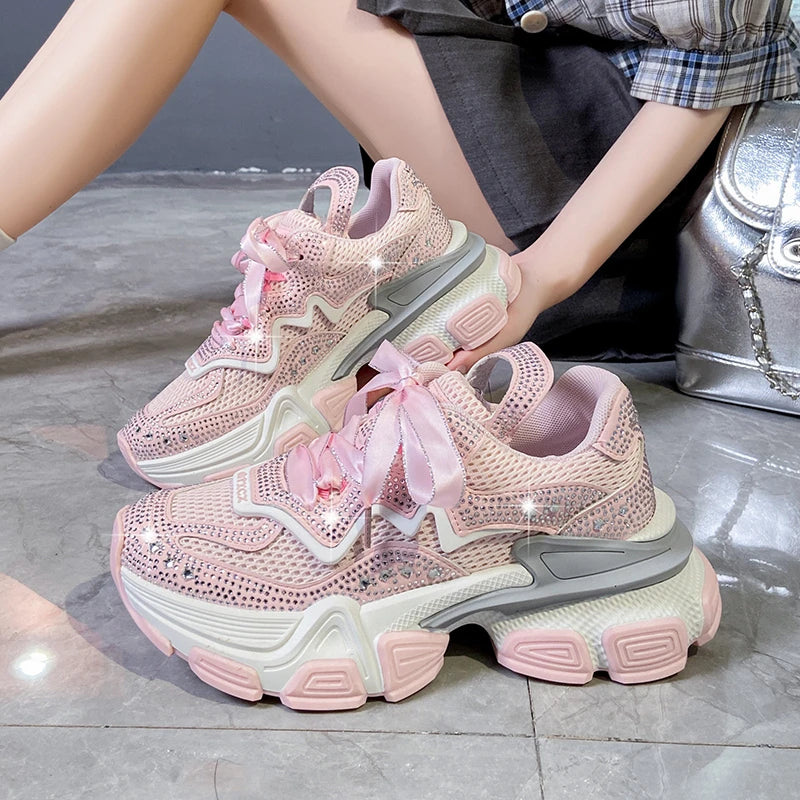 Maxy S/a Original Design Street Sport Style Sneakers For Women's Pink Teenagers Students Daily Dress Height Increasing Shoes