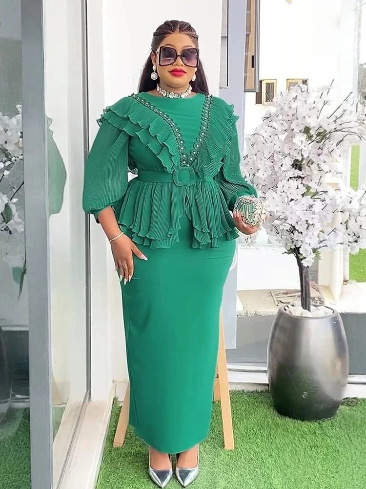 Maxy Elegant plus Size Long Dress Autumn Fashion Turkey Wedding Party Evening Gown for Ladies Women's Clothing