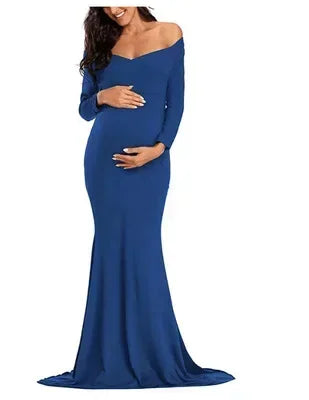 Maxy Long Sleeve Maternity Dress for Photography Props Elegant Pregnancy Clothes Pregnancy Dress Pregnant Photo Shoot Clothing