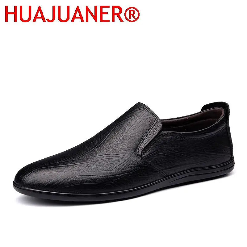 Amay New Italian Genuine Leather Shoes Men Loafers Casual Dress Flats Luxury Brand Soft Man Moccasins Comfy Slip On Formal Boat Shoes