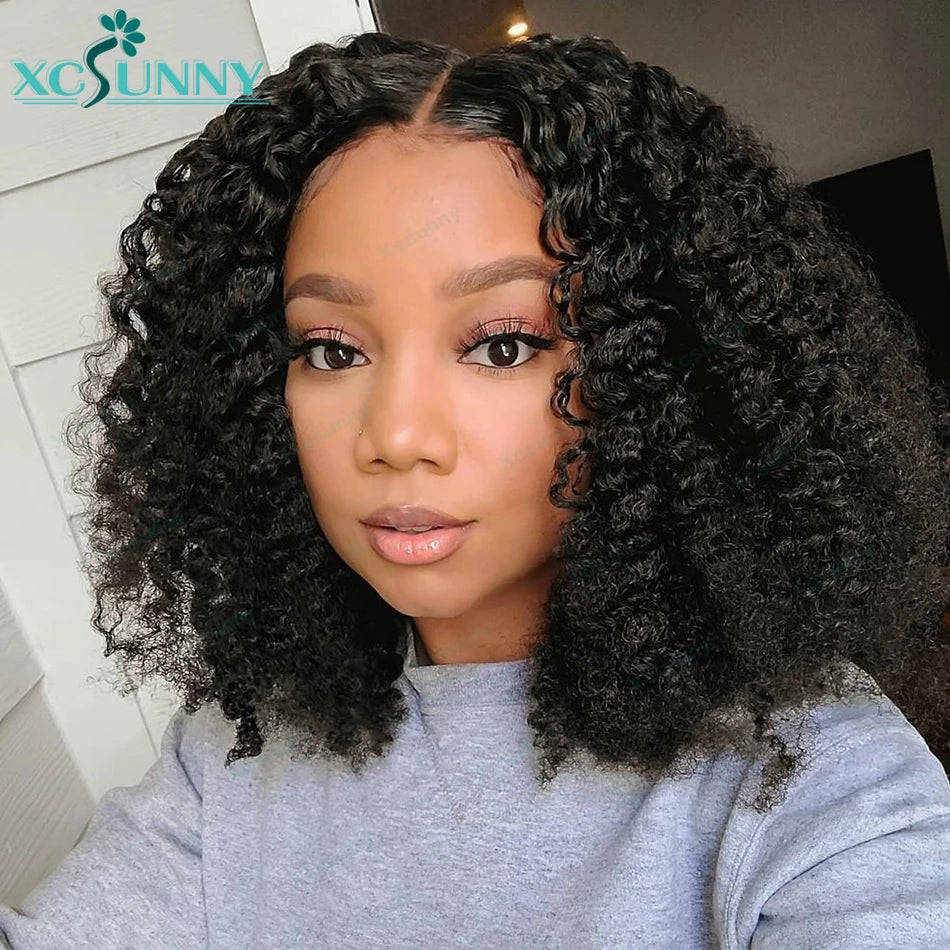 Maxy Kinky Curly Bob Wig Human Hair Glueless 13x6 Lace Front Wigs Human Hair Curly Short Pre Plucked For Black Women