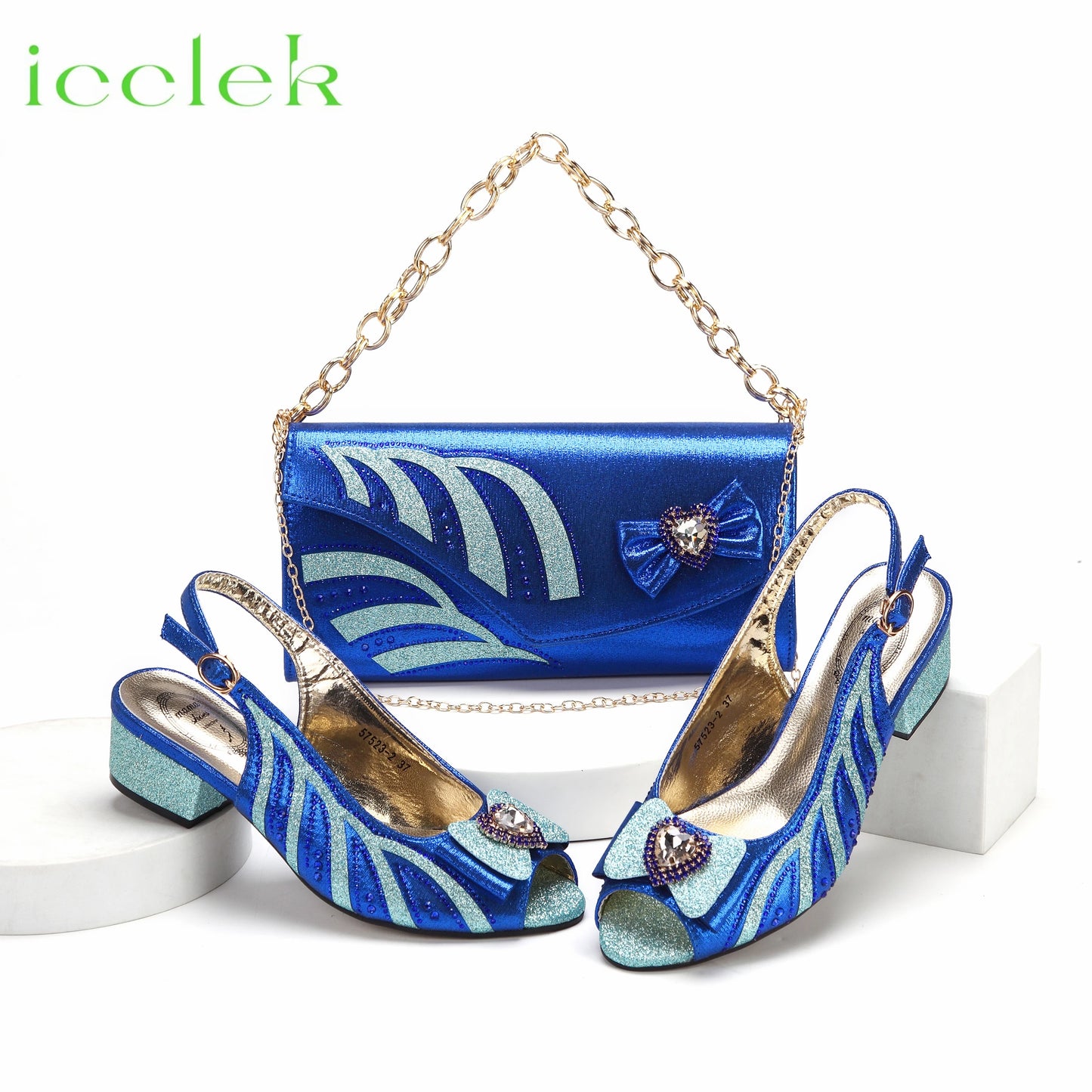 Maxy New Arrival Elegant Style Color Low Heels Nigeria Popular Design African Ladies Shoes and Bag Set-