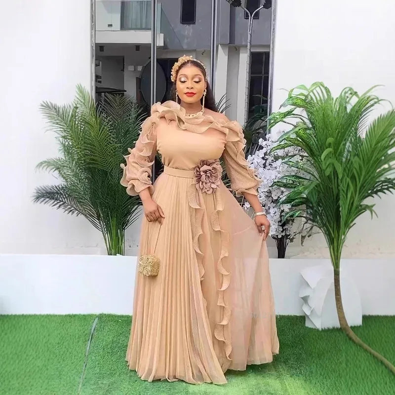 Amay Plus Size Evening Dresses for Women Luxury Solid Gown Elegant Wedding Party Long Dress Ankara Ladies Clothing Outfits