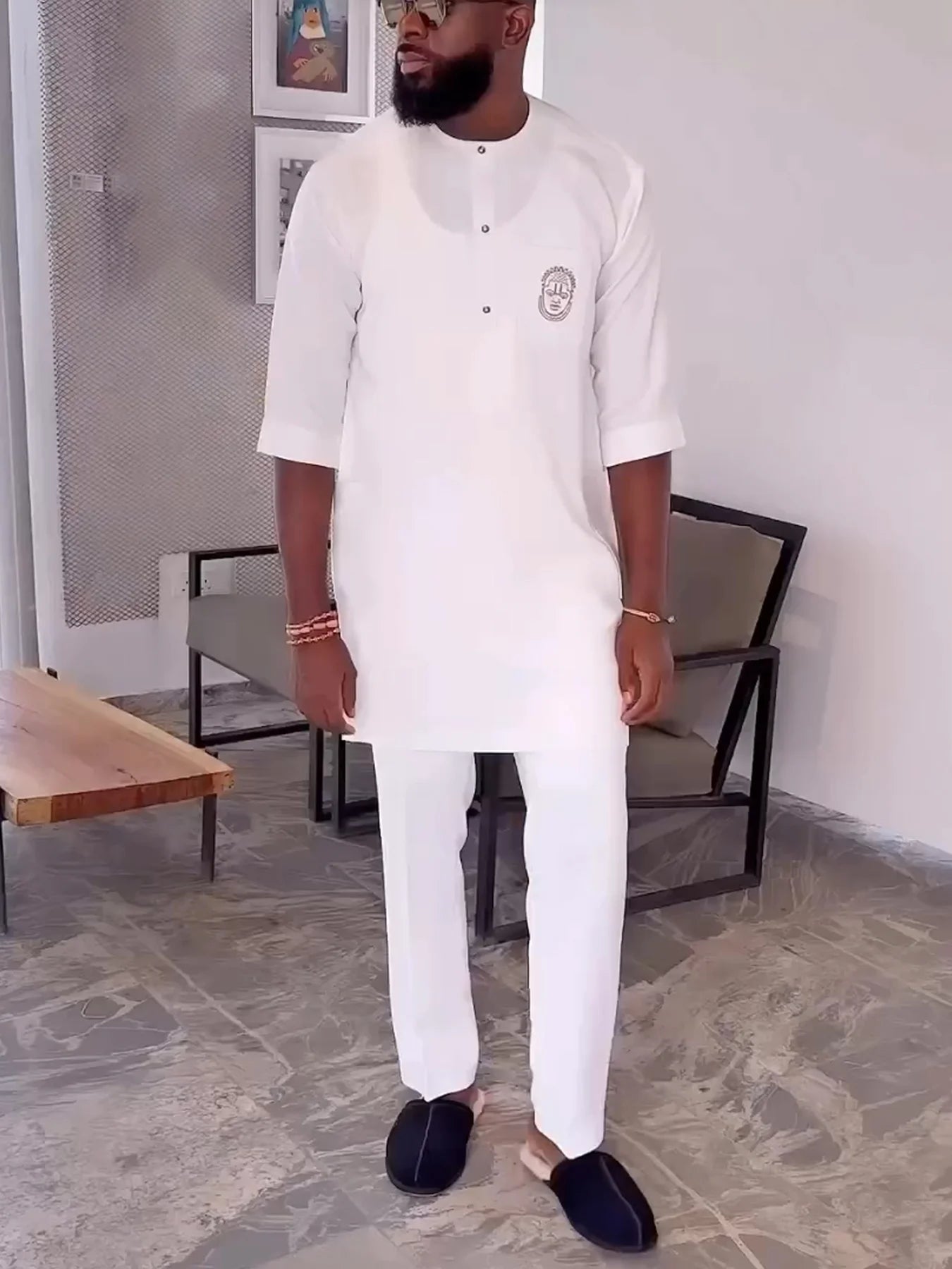 Amay Men Traditional Summer Outfit New in Sportswear Tracksuit Printed T-Shirts Clothes Set Fashion Sports Pant Clothing Suit