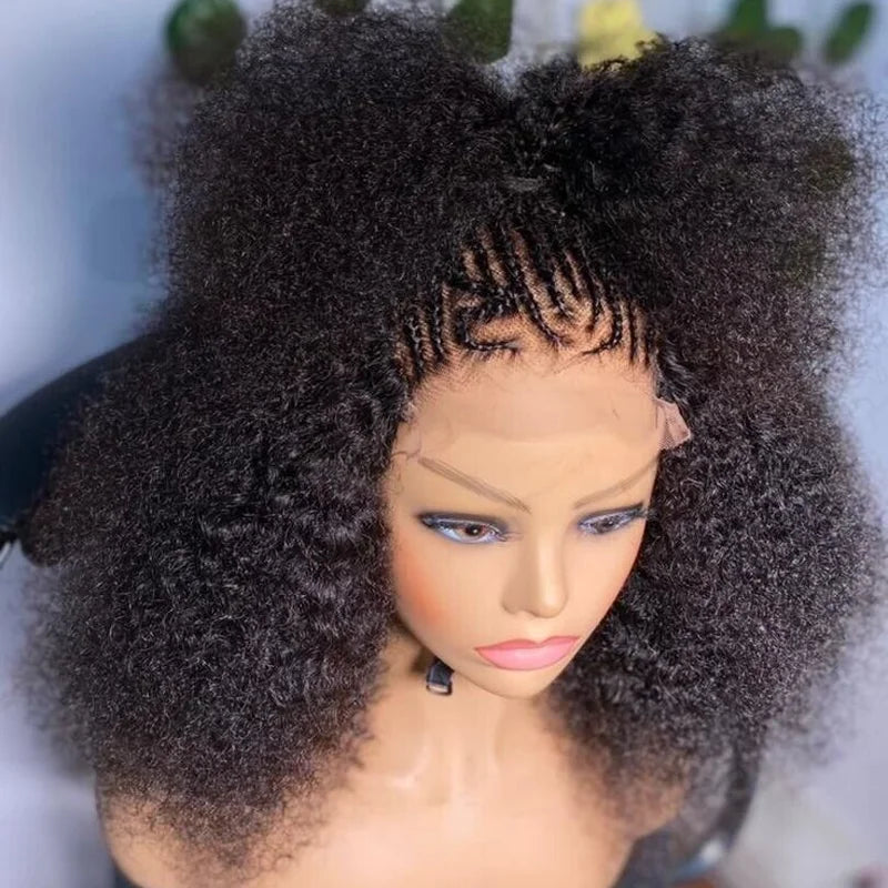 Maxy 180 Density Short Bob Soft Black Prep lucked 16-inch Kinky Curly Lace Front Wigs For African Women Babyhair Deep Glueless Daily