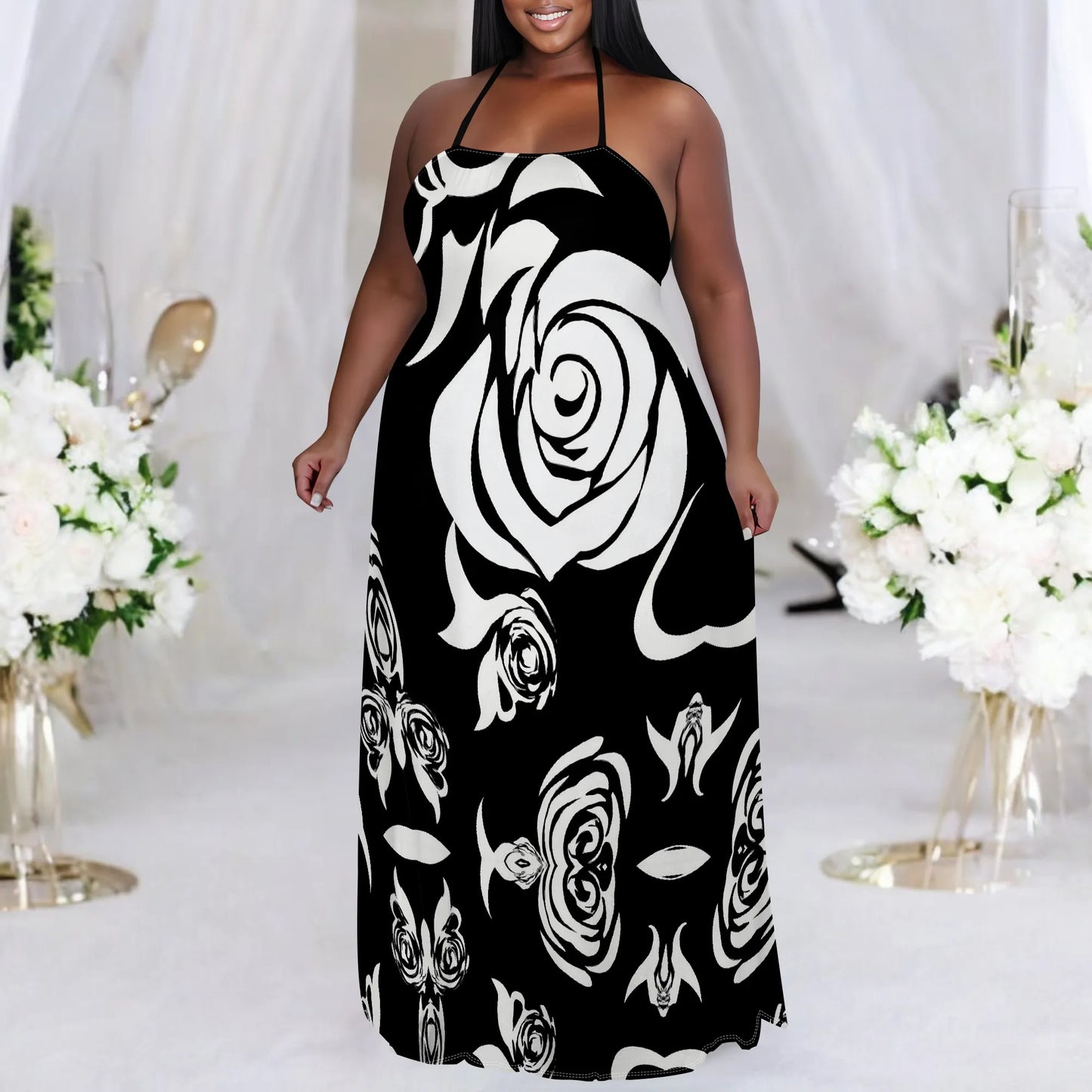 Maxy Halter Neck Floral Print Women's Dress New Arrival Casual Summer Dress XL-6XL