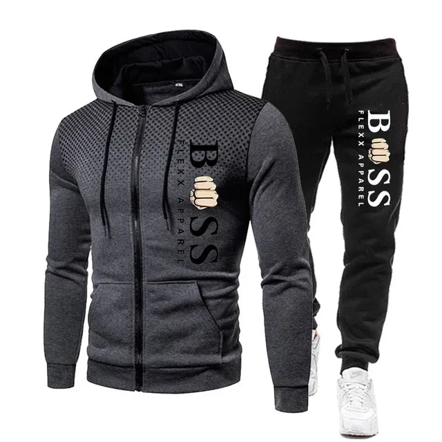 Visco New Men Tracksuits Men Sets Sweatshirt +sweatpants Tracksuit Zipper Stand Collar Sports Suit Jogging Fitness Men Clothing